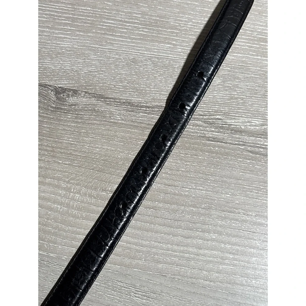 Lauren Ralph Lauren Womens Black Italian Leather Skinny Belt M Old Money Sleek